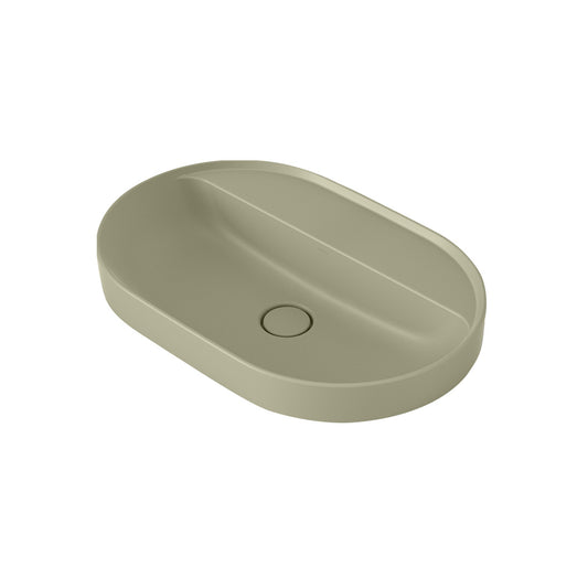 Caroma Liano Ii 600Mm Pill Inset Basin With Tap Landing 0 Tap Hole Matte Green