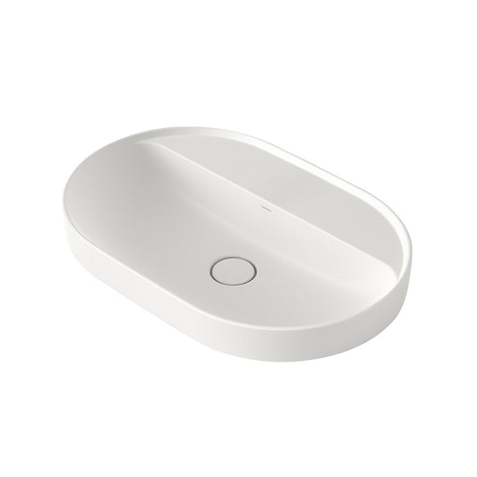 Caroma Liano Ii 600Mm Pill Inset Basin With Tap Landing 0 Tap Hole Matte White