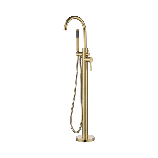 Cylindro Free Standing Bath Mixer Brushed Gold