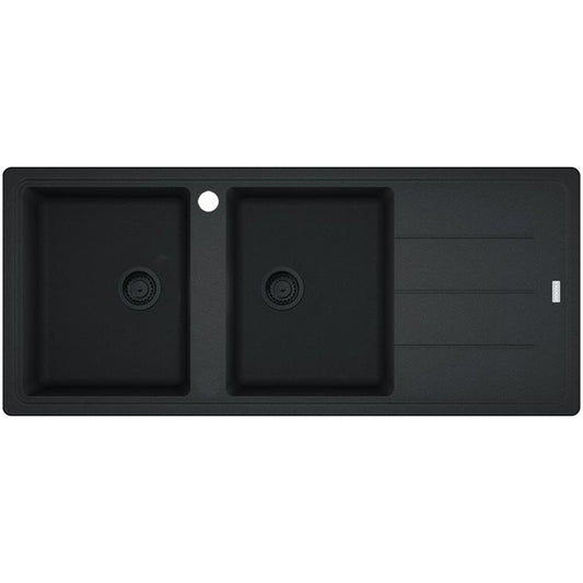 Franke Basis Double Bowl Sink Kit, Matte Black, Right Hand