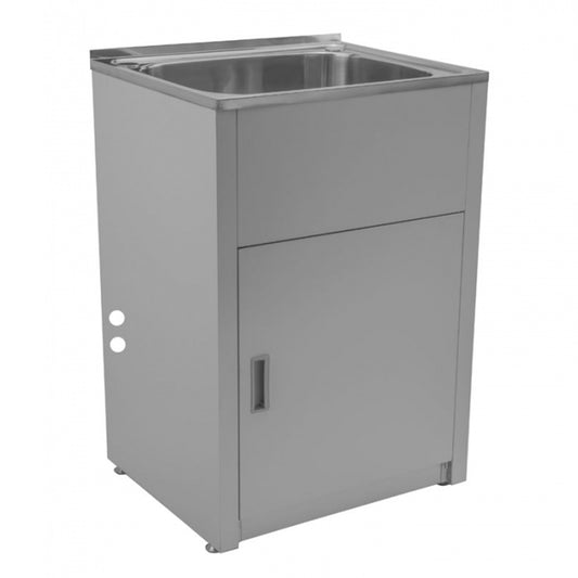 Bad Und Küche Traditionell Laundry Tub And Cabinet 45L Stainless Steel And White