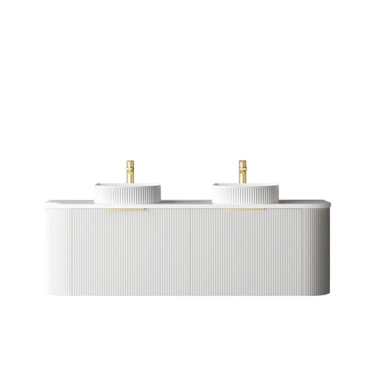 Otti Bondi 1500mm Satin White Fluted Wall Hung Curve Vanity (Cabinet Only)