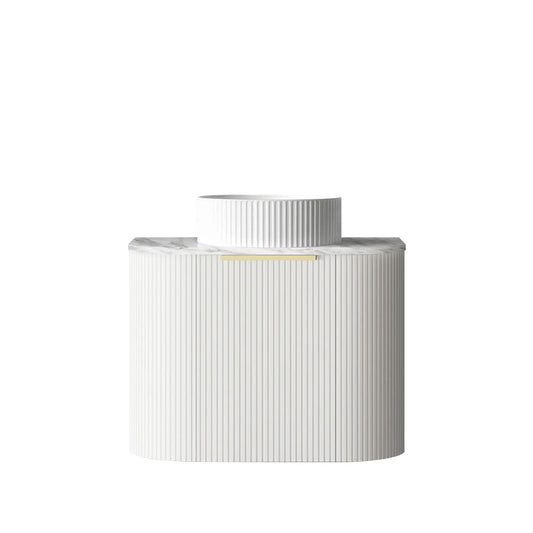 Otti Bondi 600mm Satin White Fluted Wall Hung Vanity (Ultra Deluxe Stone Top, Silica Free Pure White, Semi Drill)