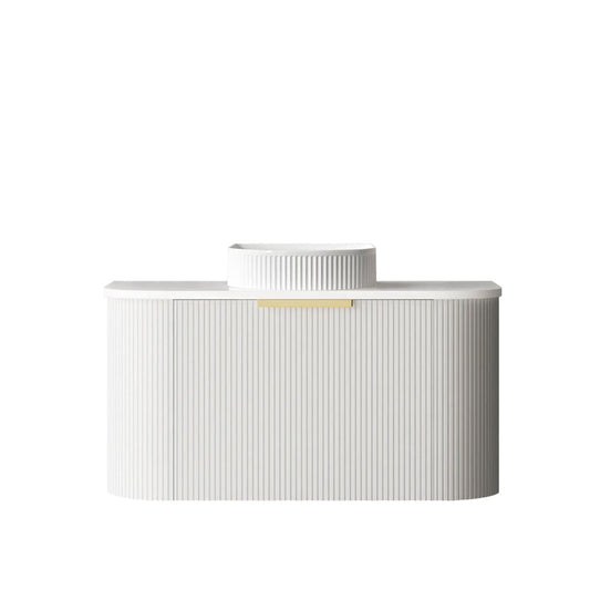 Otti Bondi 900mm Satin White Fluted Wall Hung Curve Vanity (Cabinet Only)