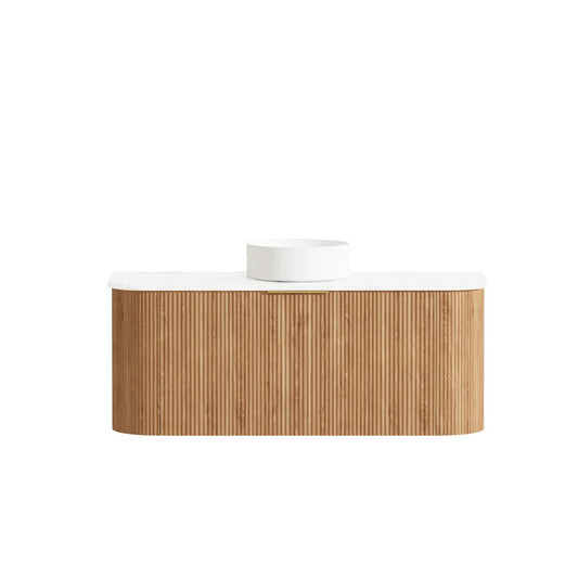 Otti Bondi 1200mm Woodland Oak Fluted Curve Vanity (Ultra Deluxe Stone Top, Silica Free Matte White, Semi Drill)