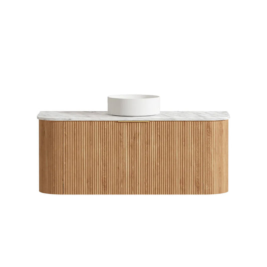 Otti Bondi 1200mm Woodland Oak Fluted Curve Vanity (Natural Marble Top, Natural Carrara Marble)