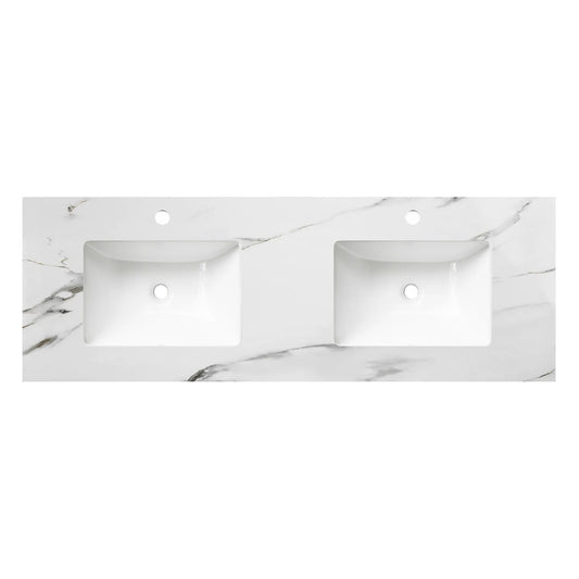 Otti Byron 1500mm Black Oak Wall Hung Vanity (Rock Plate Counter Top, Silica Free Cloudy Carrara, Taphole 12 O'clock)