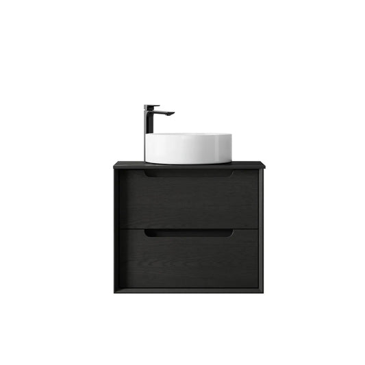 Otti Byron 600mm Black Oak Wall Hung Vanity (Rock Plate Counter Top, Empire Black, Taphole 10 O'clock)
