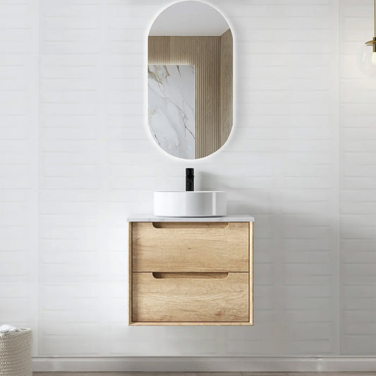 Otti Byron 600mm Natural Oak Wall Hung Vanity (Cabinet Only)