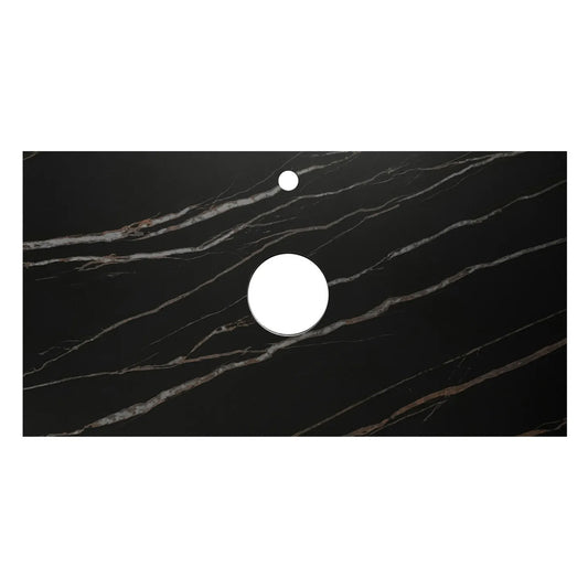 Otti Byron 750mm Natural Oak Wall Hung Vanity (Rock Plate Counter Top, Empire Black, Taphole 12 O'clock)