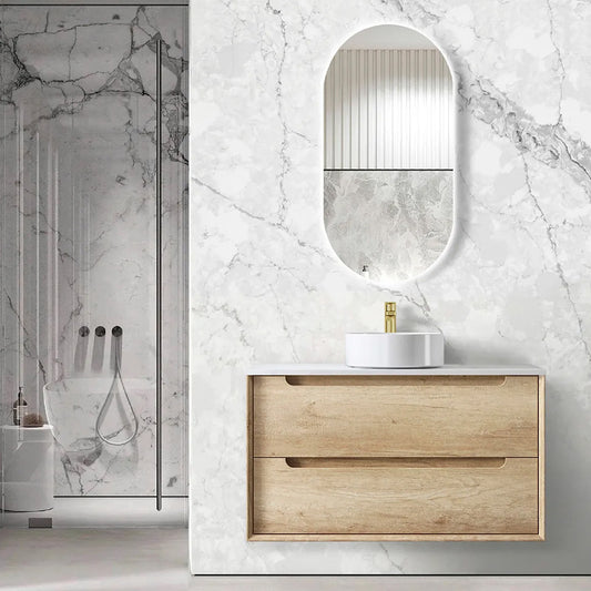 Otti Byron 900mm Natural Oak Wall Hung Vanity (Cabinet Only)