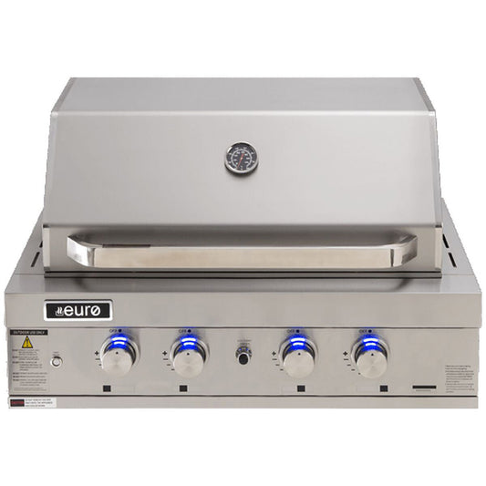Euro Alfresco 4 Burner Built-In BBQ And Hood | Stainless Steel