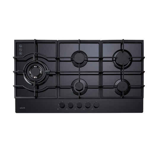 Euro Appliances Gas On Glass Cooktop Black 90cm