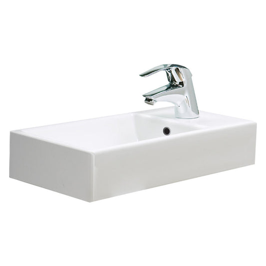 Argent Mode 460 Hand Wash Basin With Overflow 1 Tap Hole Rectangular White