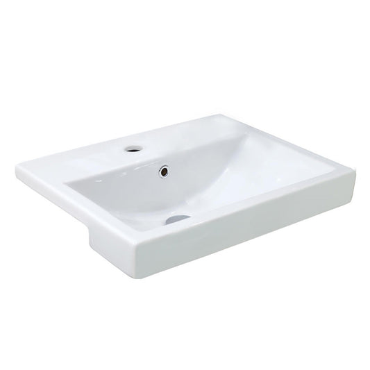 Argent Zen 550 Semi Recessed Basin With Overflow No Tap Hole Rectangular White