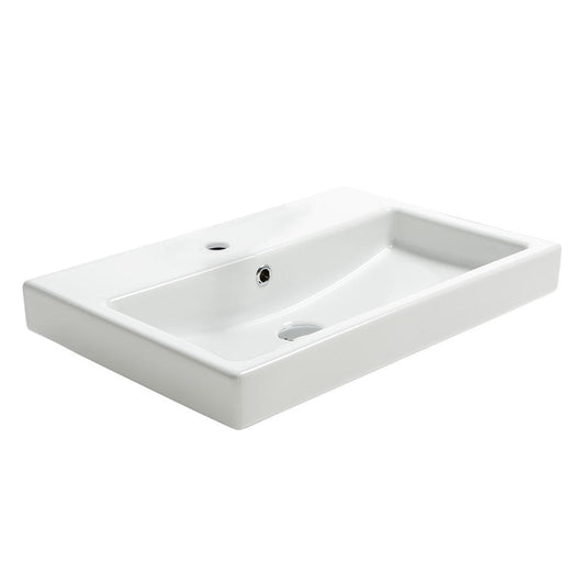 Argent Zen 600 Wall Basin With Overflow No Tap Hole Rectangular White