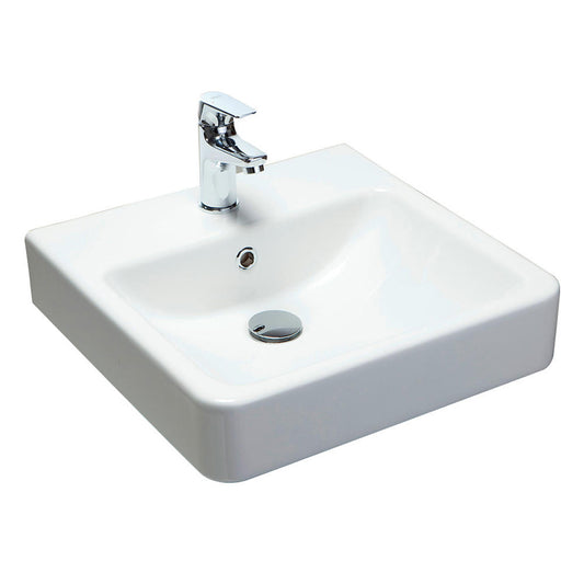Argent Evo 450 Wall Basin With Overflow No Tap Hole Square White