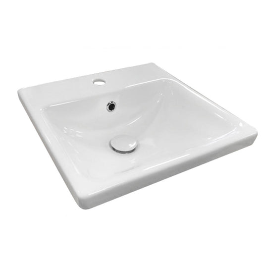 Argent Zen 420 Drop-In Basin With Overflow 1 Tap Hole White