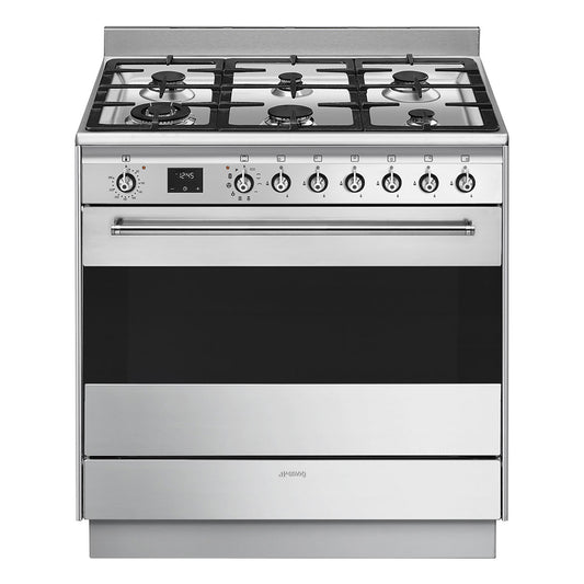 Smeg Classic Freestanding Dual Fuel Pyrolytic Cooker Stainless Steel 90Cm