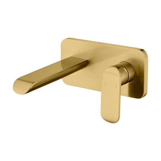 Ikon Kara Wall Basin Mixer Brushed Gold