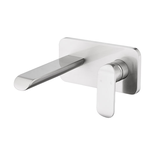 Ikon Kara Wall Basin Mixer Brushed Nickel