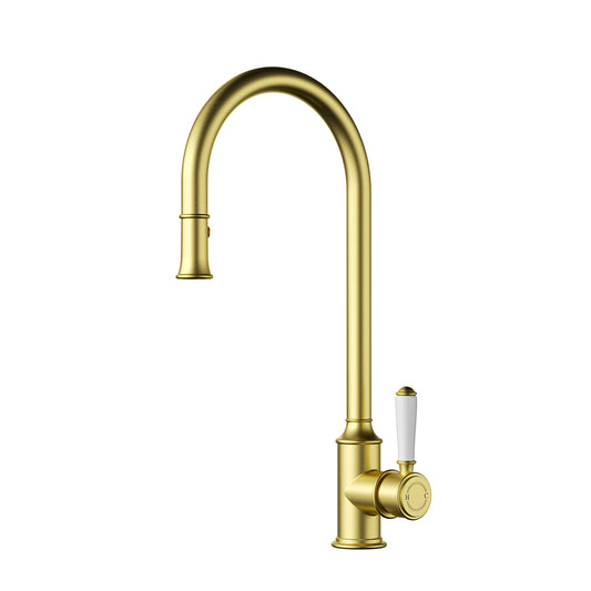 Ikon Clasico Pull-Out Sink Brushed Gold - Ceramic Handle