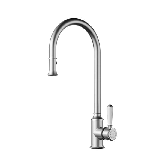 Ikon Clasico Pull-Out Sink Brushed Nickel - Ceramic Handle