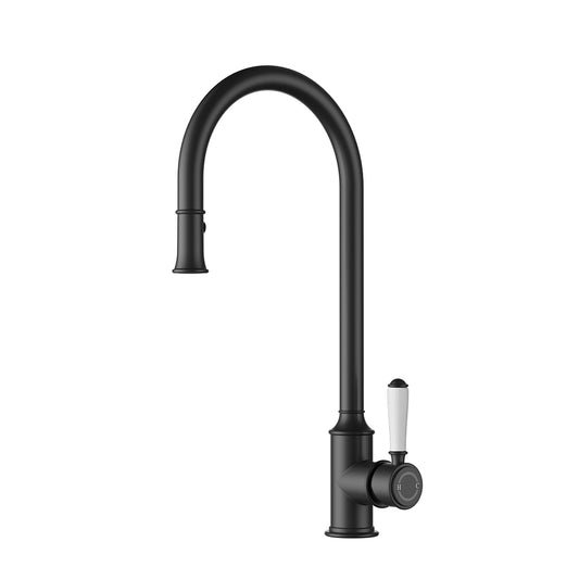 Ikon Clasico Pull-Out Sink Matte Black - Ceramic Handle