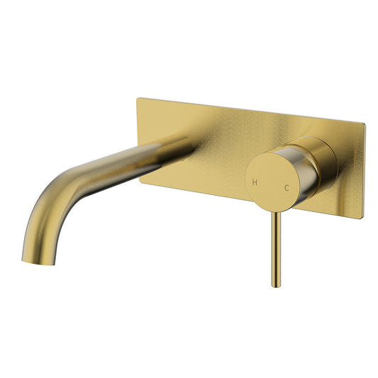 Ikon Hali Wall Basin Mixer With Spout Brushed Gold