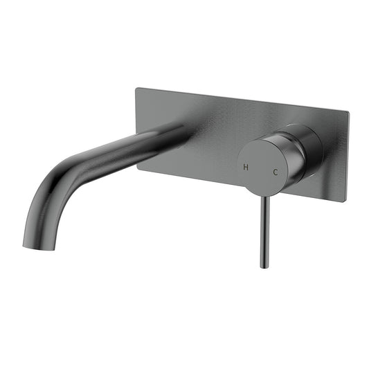 Ikon Hali Wall Basin Mixer With Spout Gun Metal