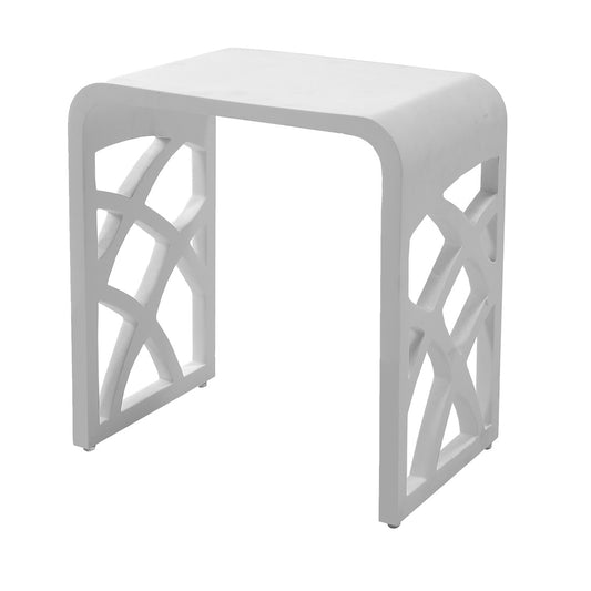 Matte White Thermorail Ivy Solid Surface Shower Stool