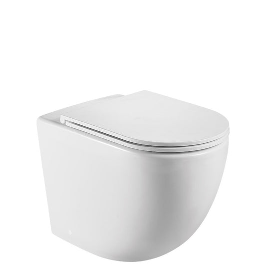 Fienza Koko Tornado Flush Wall-Faced Toilet Suite, Slim Seat, Matte White, P-Trap