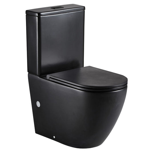 Fienza Koko Back-to-Wall Toilet Suite, Slim Seat, Matte Black, P-Trap