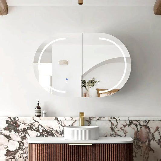 Otti LED Bondi 900x600 Sable Walnut Shaving Cabinet - Premium Edition