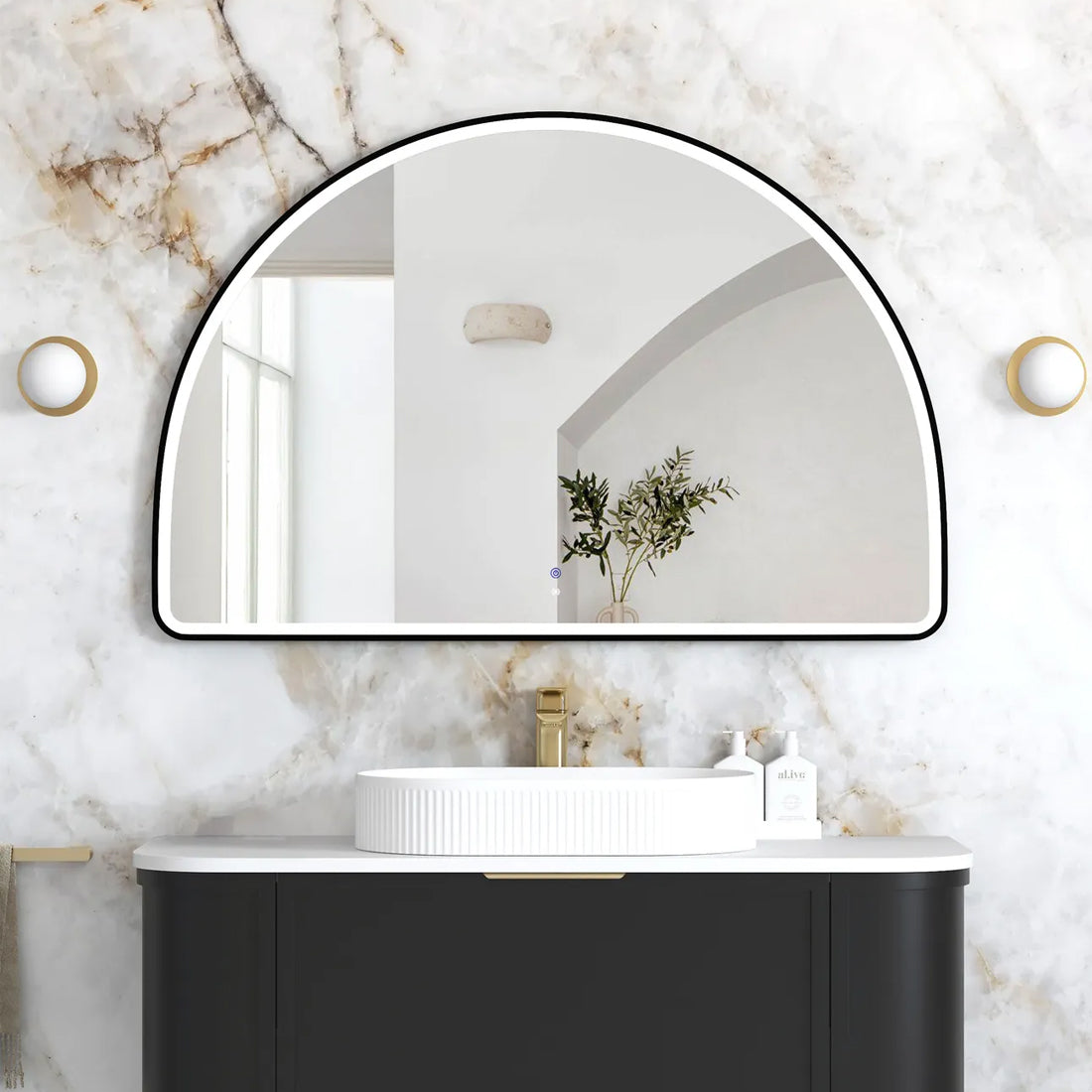 Otti LED Moonlight Archie 800(H)x1200(W) Black Metal Frame Mirror ...