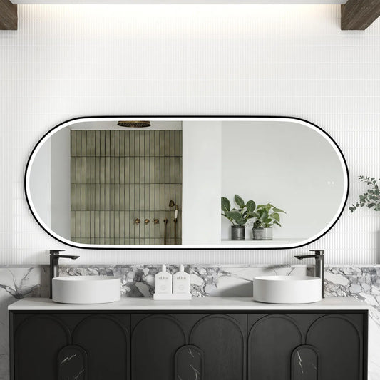 Otti LED Noosa 1800(W)x750(H) Black Metal Frame Mirror