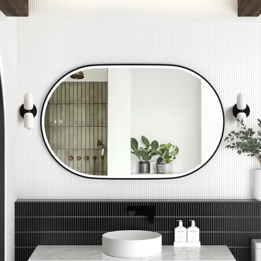 Otti LED Noosa 900(H)x600(W) Black Metal Frame Tuffi Mirror