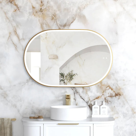 Otti LED Noosa 900(H)x600(W) Gold Metal Frame Tuffi Mirror