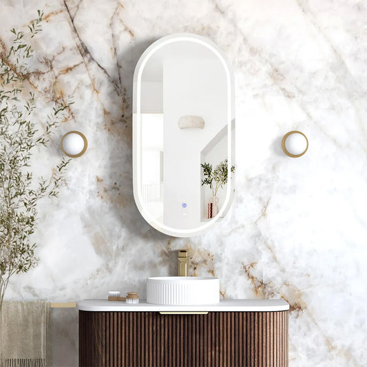 Otti LED Noosa 900x450 Sable Walnut Shaving Cabinet - Premium Edition
