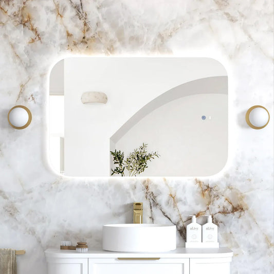 Otti LED Newport 900(H)x600(W) Frameless Back Lit Tuffi Mirror