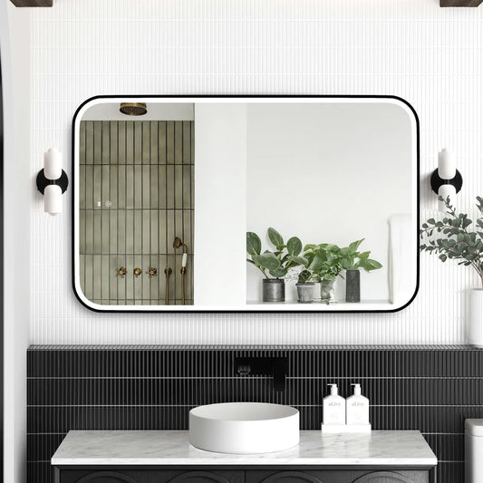 Otti LED Newport 1200(W)x750(H) Black Metal Frame Tuffi Mirror