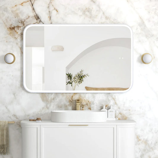 Otti LED Newport 1200(W)x750(H) White Metal Frame Tuffi Mirror