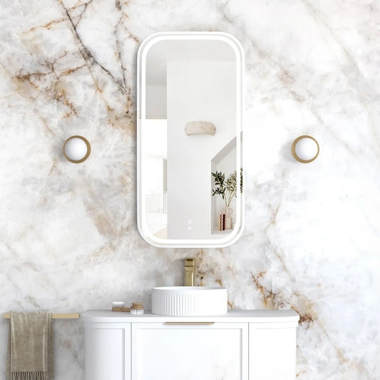 Otti LED Newport 900(H)x450(W) White Metal Frame Tuffi Mirror