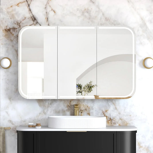 Otti LED Newport 1200(W)x750(H) Black Oak Shaving Cabinet - Premium Edition