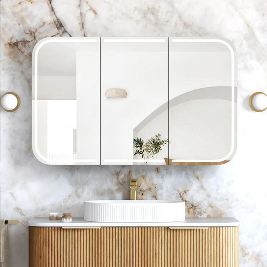 Otti LED Newport 1200x750 Woodland Oak Shaving Cabinet - Premium Edition