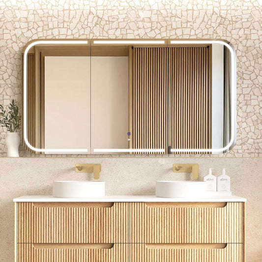 Otti LED Newport 1500(W)x750(H) Natural Oak Shaving Cabinet - Premium Edition