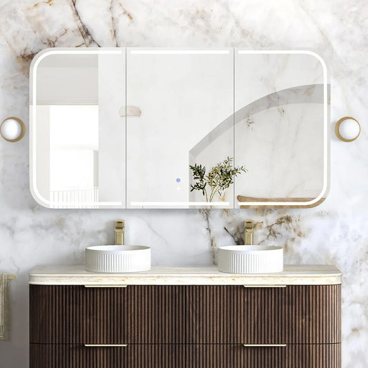 Otti LED Newport 1500(W)x750(H) Sable Walnut Shaving Cabinet - Premium Edition
