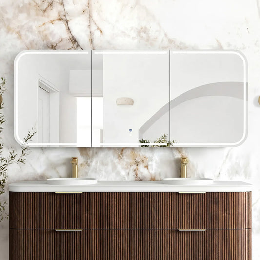Otti LED Newport 1800(W)x750(H) Sable Walnut Shaving Cabinet - Premium Edition