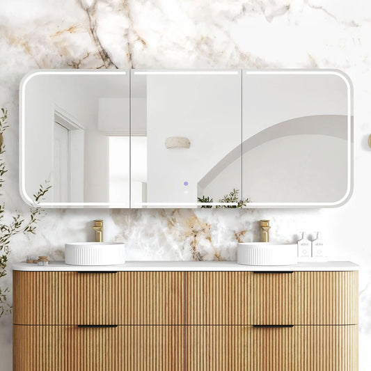 Otti LED Newport 1800x750 Woodland Oak Shaving Cabinet - Premium Edition