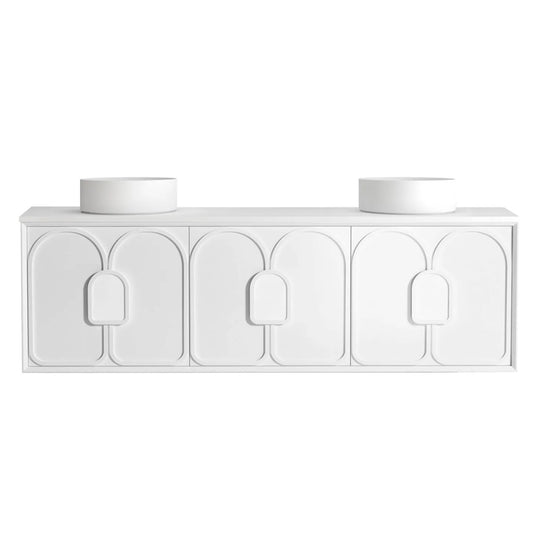 Otti Laguna 1800mm Satin White Wall Hung Vanity (Ultra Deluxe Stone Top, Silica Free Matte White, Semi Drill)